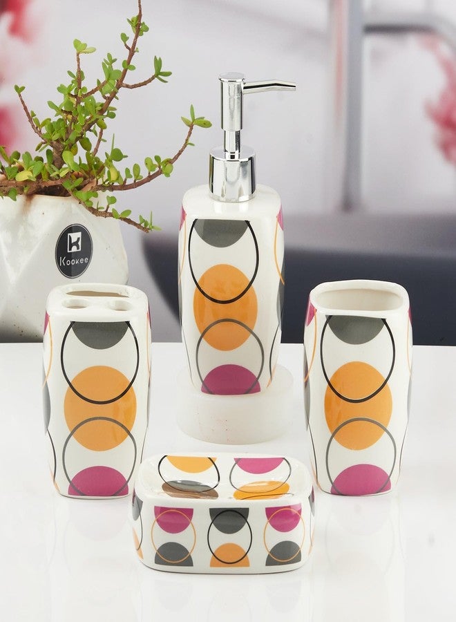 Kookee Ceramic Bathroom Set - Stylish 4 Piece Bath Accessories Kit with Soap Dispenser, Toothbrush Holder, Tumbler & Soap Dish - Modern & Designer Decor for Home & Guest Bathrooms (11144) - Image 4